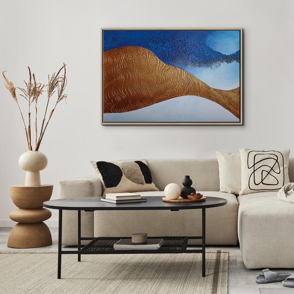Indigo Abstract Ridge Wide Canvas Print