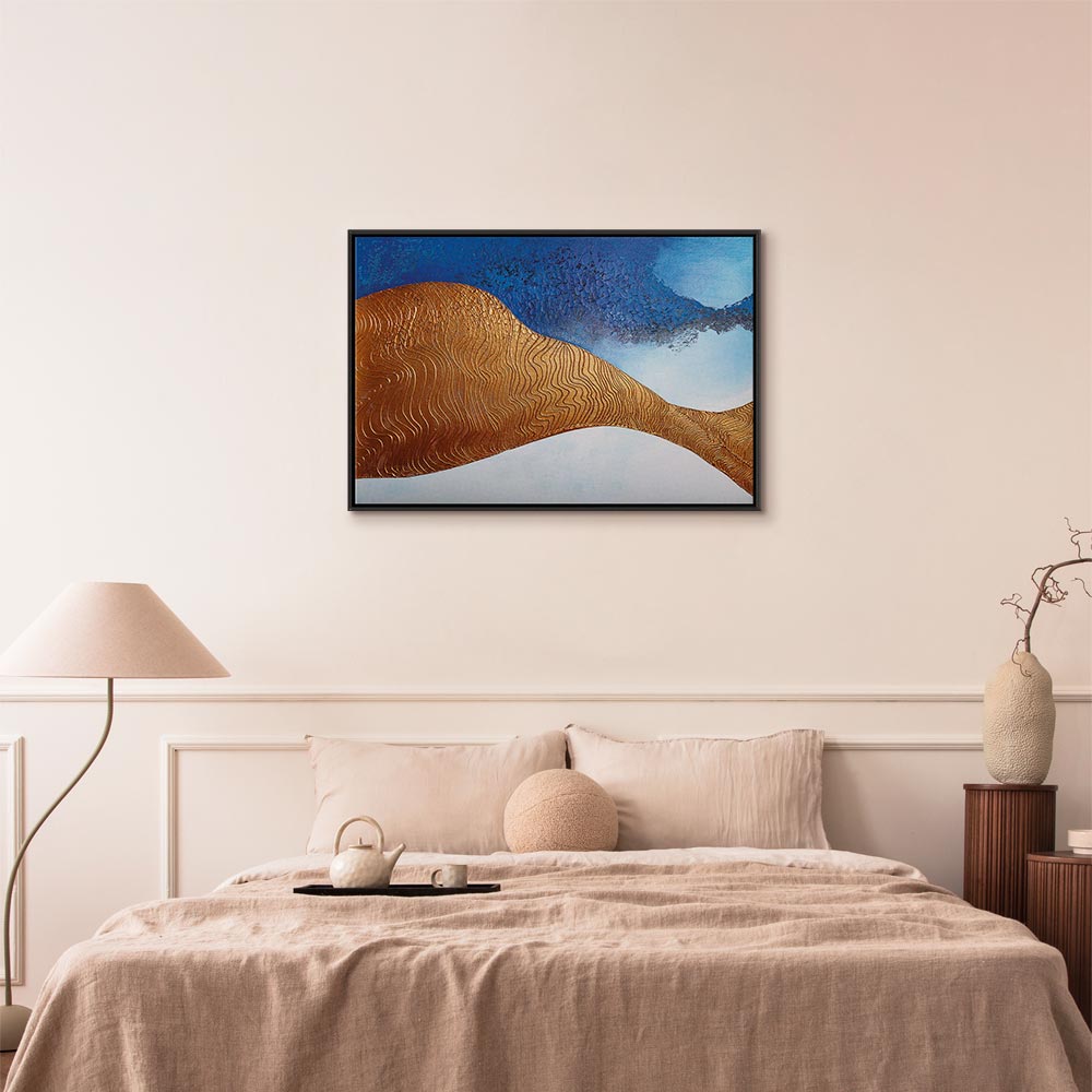 Indigo Abstract Ridge Wide Canvas Print