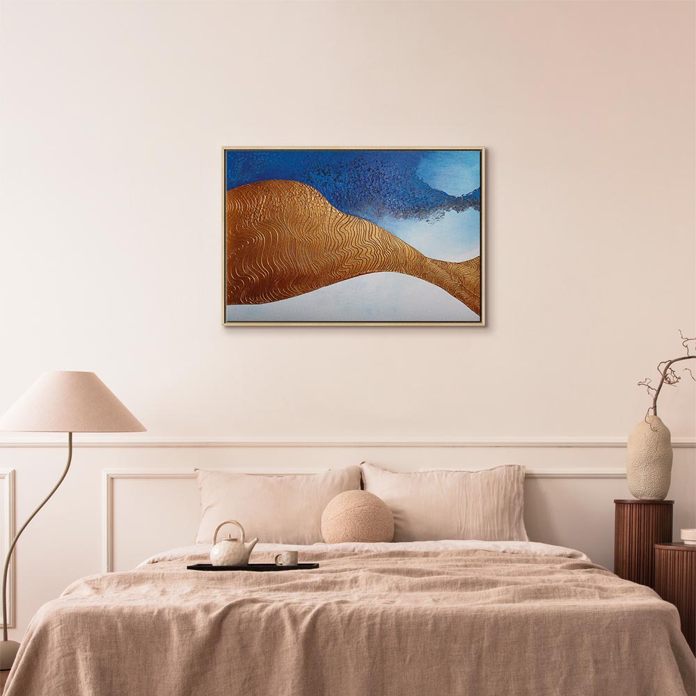 Indigo Abstract Ridge Wide Canvas Print