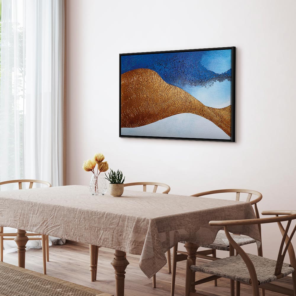 Indigo Abstract Ridge Wide Canvas Print