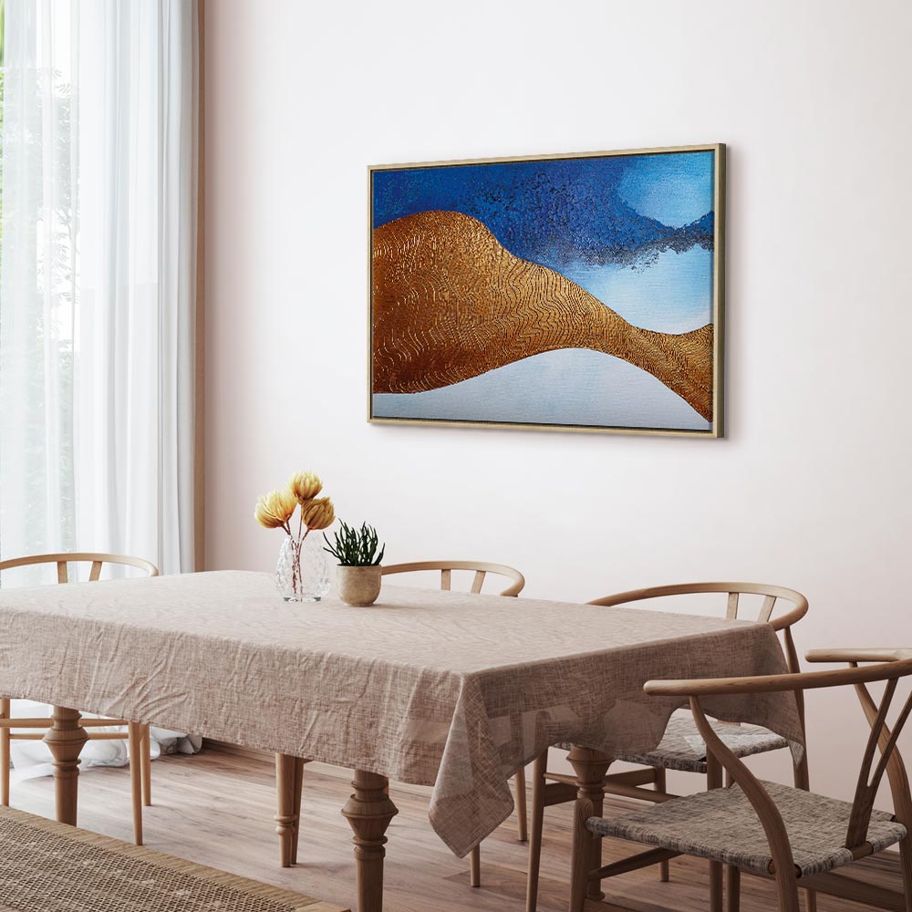 Indigo Abstract Ridge Wide Canvas Print