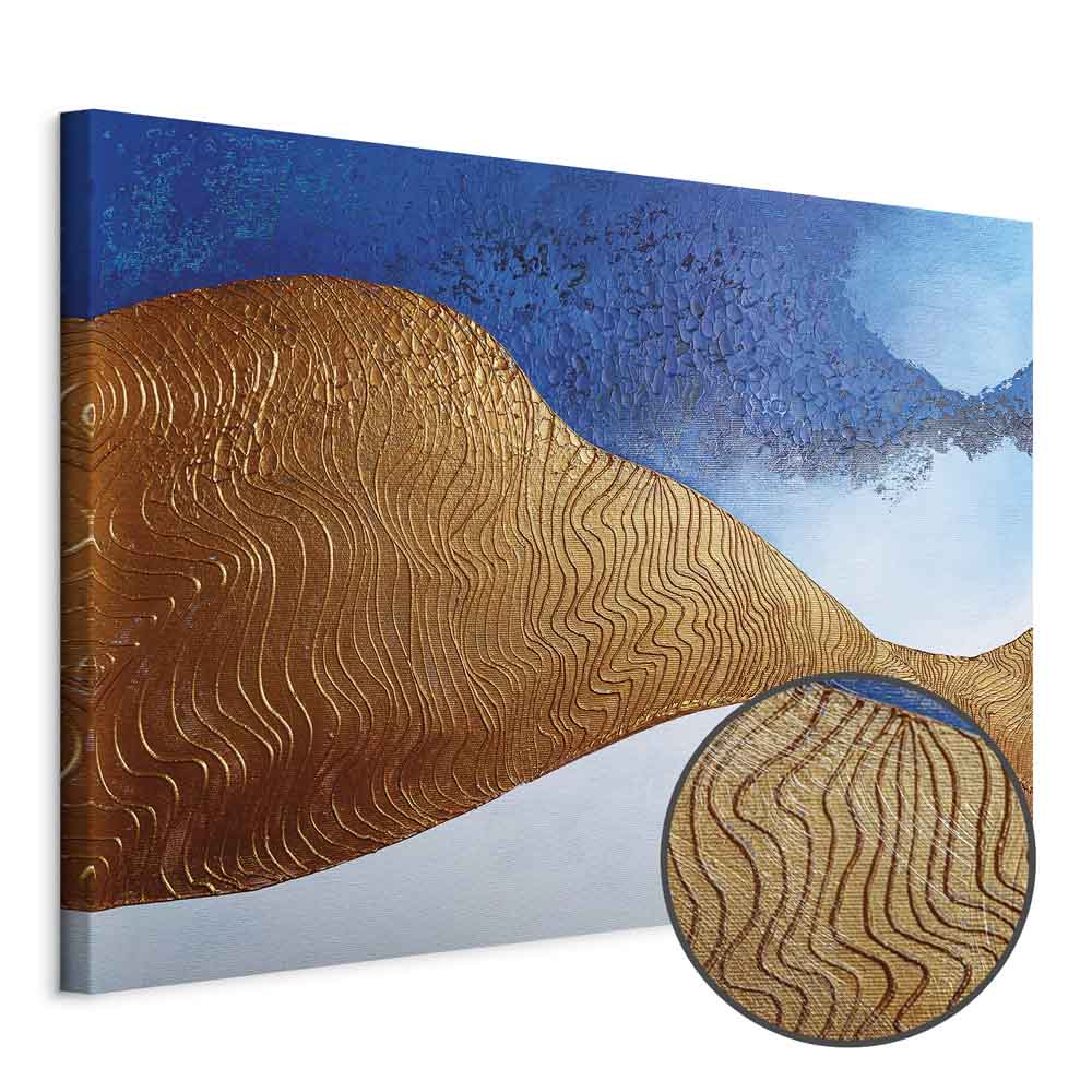 Indigo Abstract Ridge Wide Canvas Print