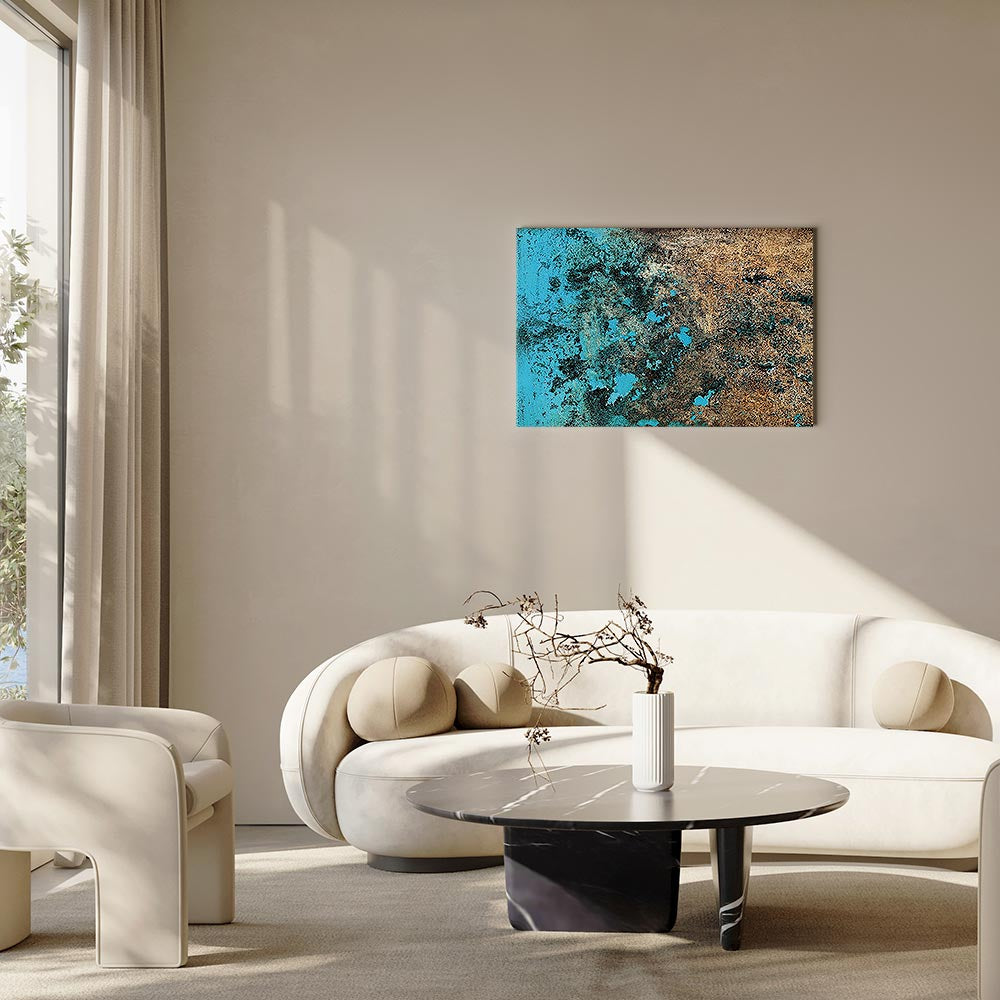 Azure Archipelago Abstract Wide Canvas Print