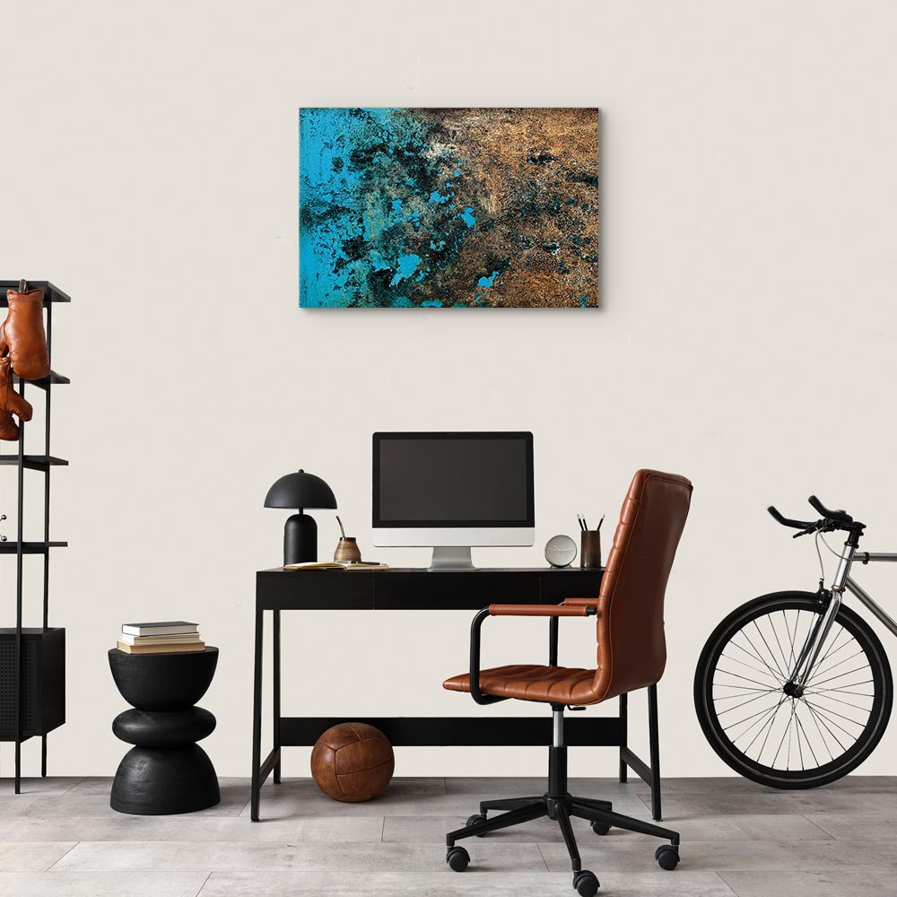 Azure Archipelago Abstract Wide Canvas Print