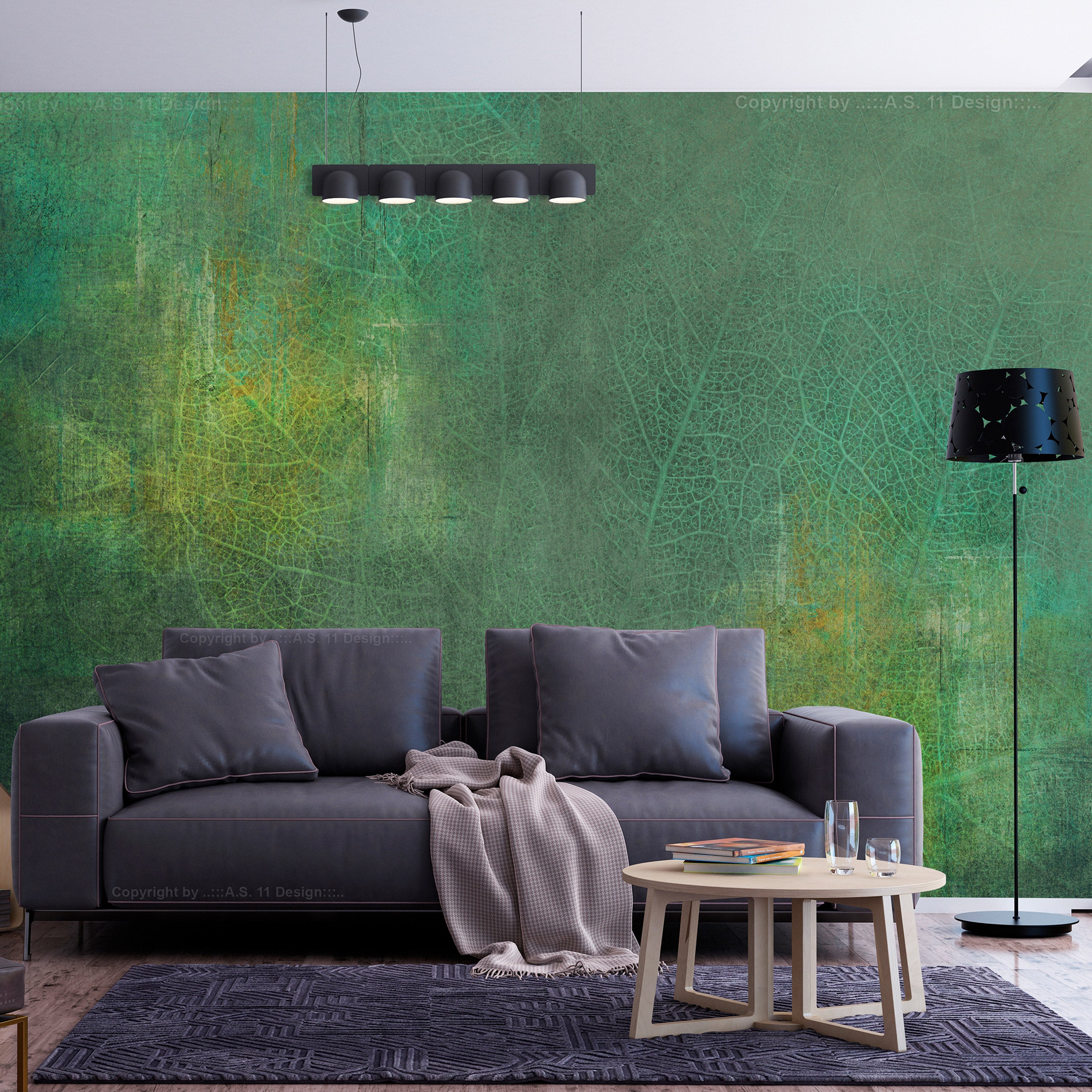 Transform Your Space with Green Abstract Wall Mural
