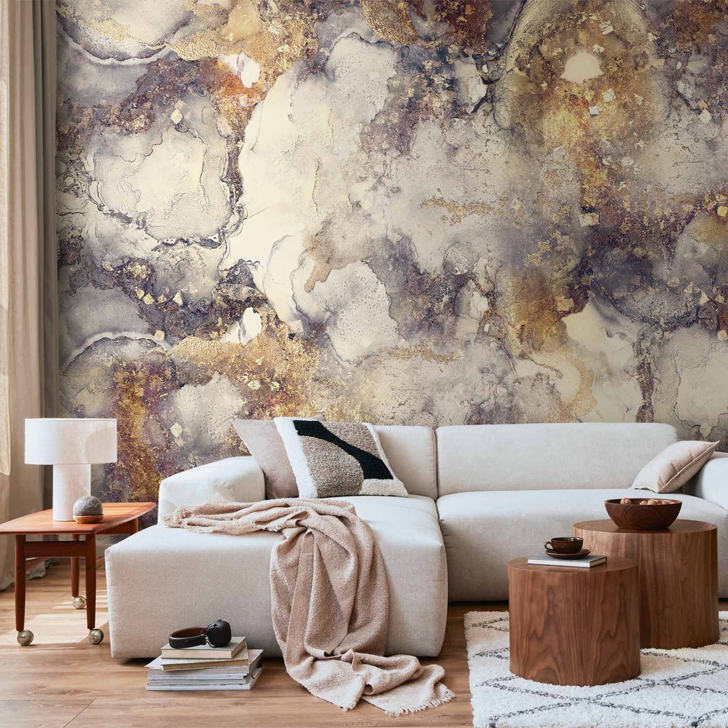 Stilvolles abstraktes Wandbild Golden Interweaver