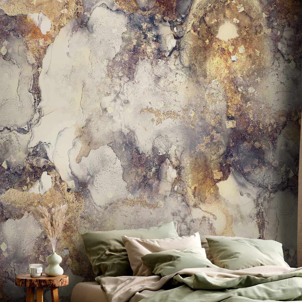 Golden Abstract Weave Wall Mural
