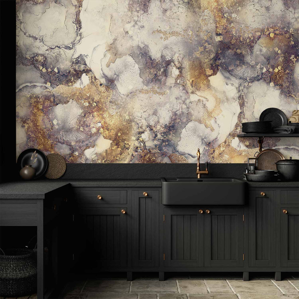 Stilvolles abstraktes Wandbild Golden Interweaver