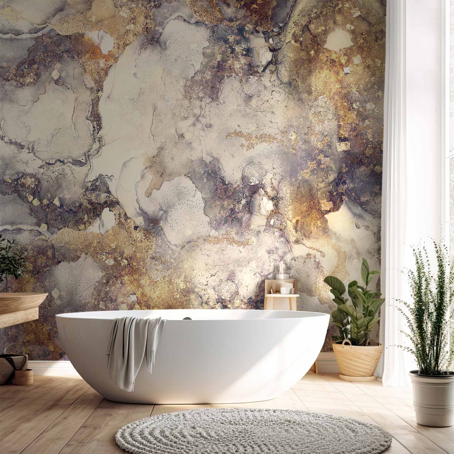 Golden Abstract Weave Wall Mural