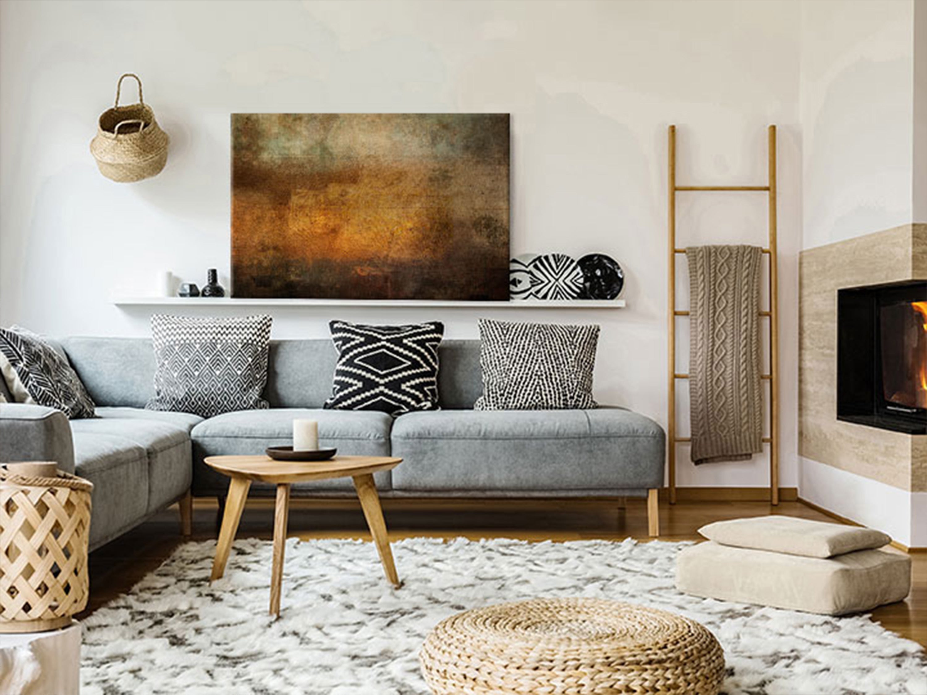 Etude Wide Canvas Print with Leaves Design