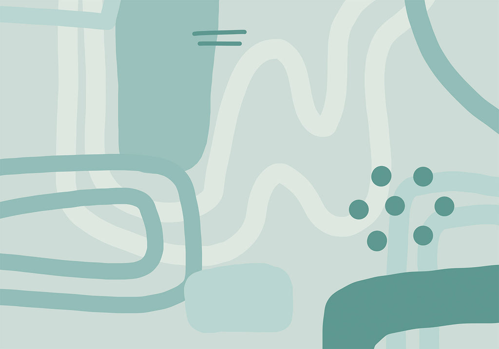 Geometric Wall Mural Featuring Turquoise Patterns