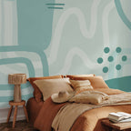 Turquoise Geometric Abstract Pattern Wall Mural