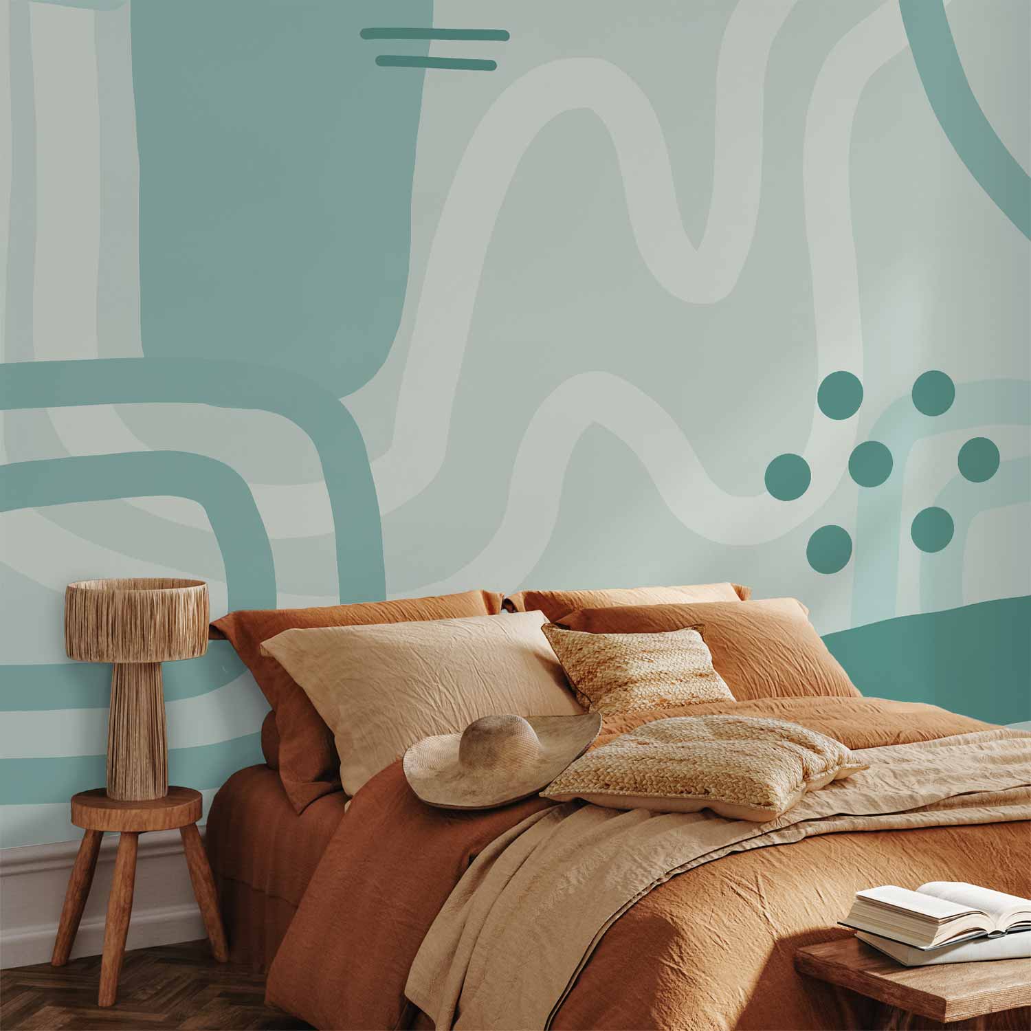 Turquoise Geometric Abstract Pattern Wall Mural