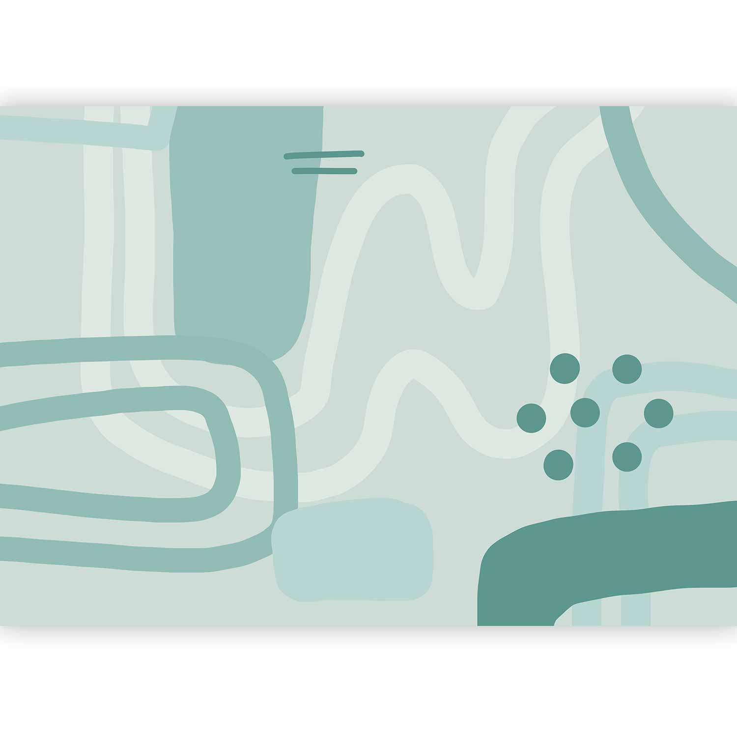 Geometric Wall Mural Featuring Turquoise Patterns