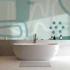 Turquoise Geometric Abstract Pattern Wall Mural
