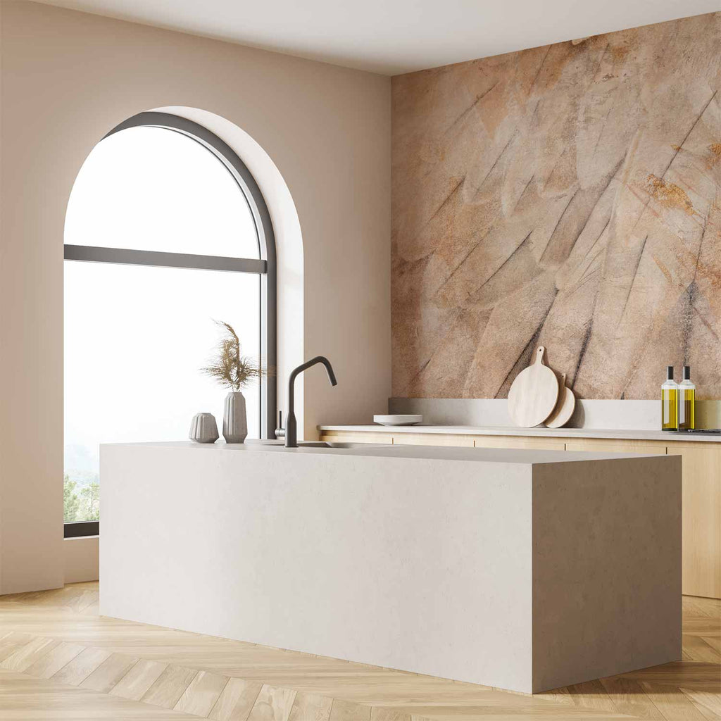 Minimalist Beige Feather Wings Wall Mural