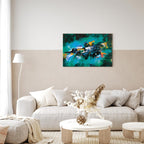 Turquoise Abstract Dance Canvas Print