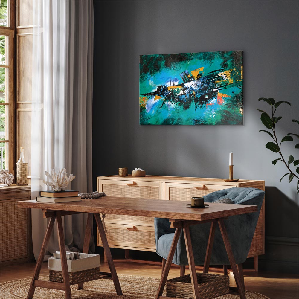 Turquoise Abstract Dance Canvas Print