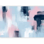 Wall Mural with Abstract Blue and Pink Shapes