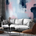 Blue and Pink Abstract Shapes Wall Mural