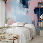 Blue and Pink Abstract Shapes Wall Mural