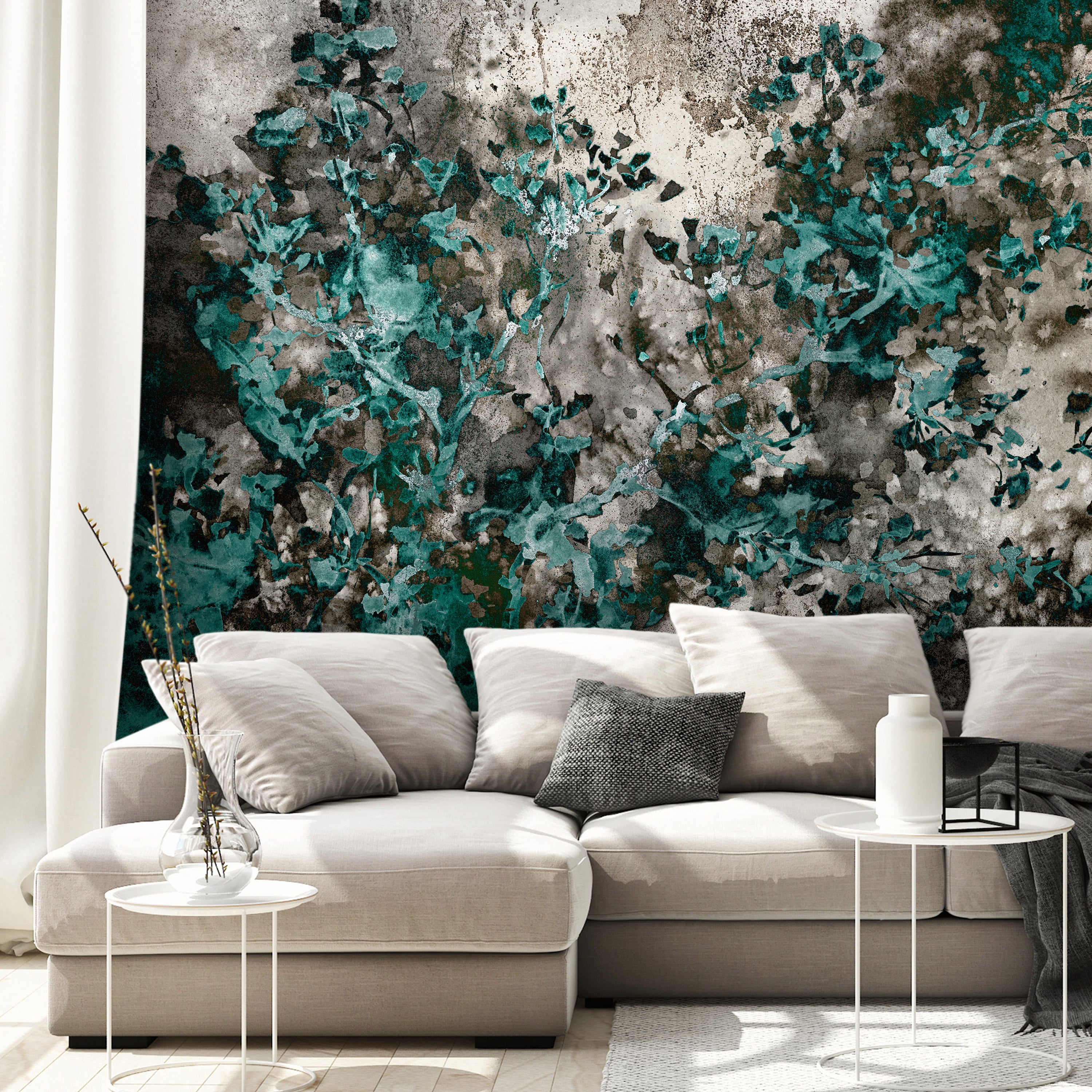 Scandinavian Wall Mural in Green Tones