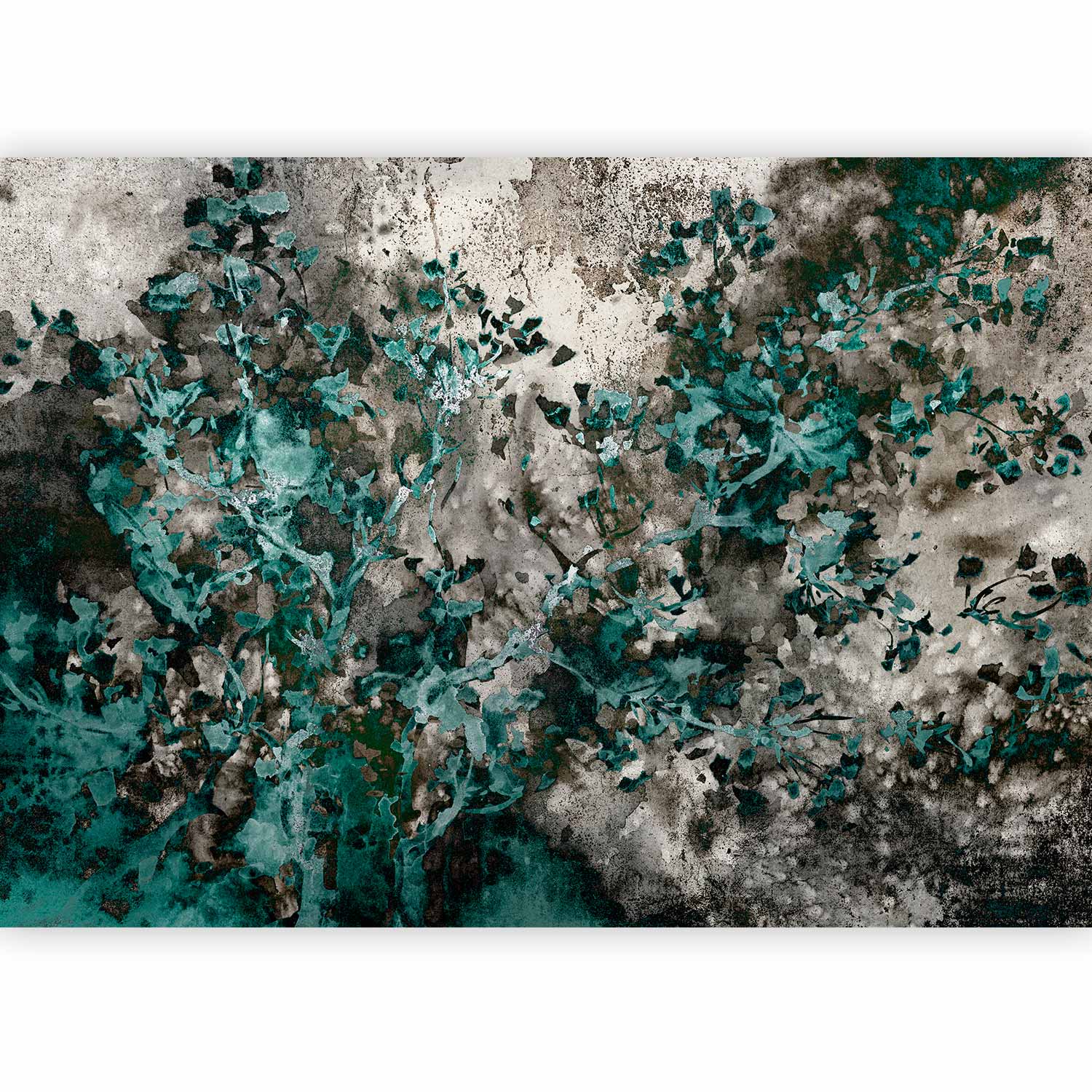 Scandinavian Wall Mural in Green Tones