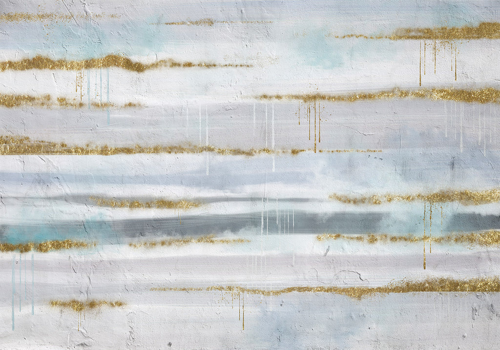 Modernes abstraktes Streifen-Wandbild mit Goldmuster