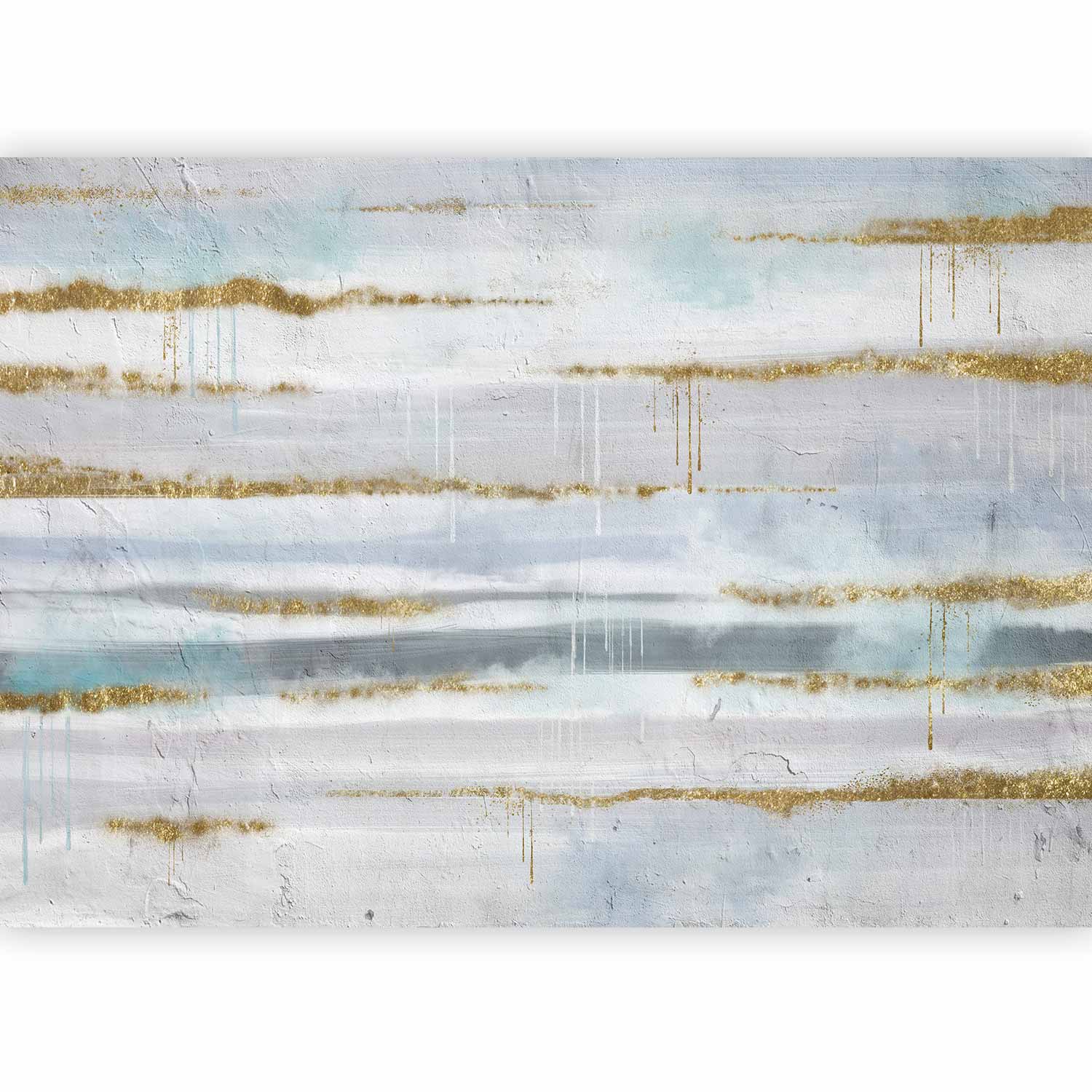 Modernist Abstract Stripes Wall Mural with Gold Patterns