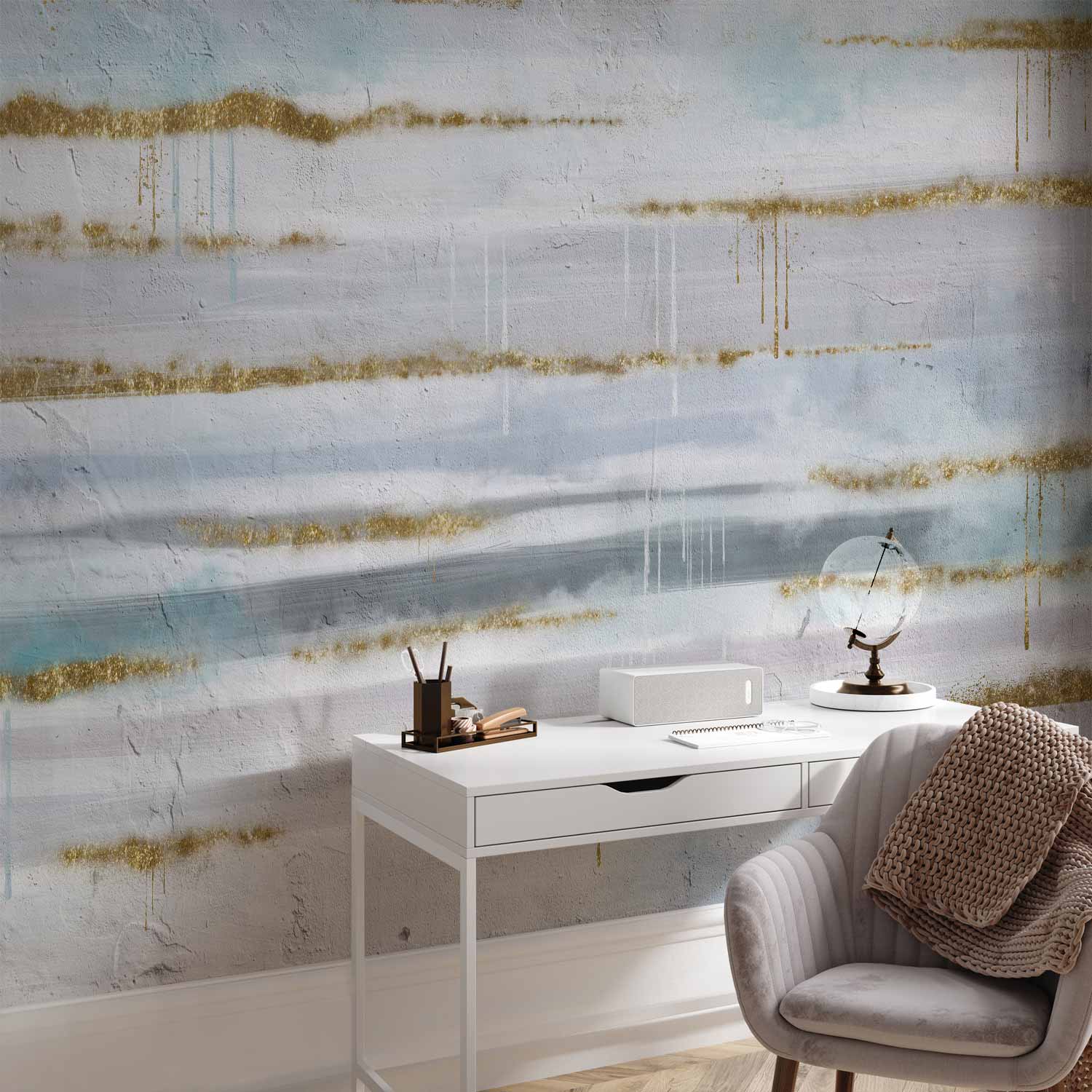 Abstract Gold Stripe Modern Wall Mural