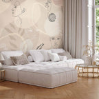 Beige Line Art Wall Mural for Elegant Spaces
