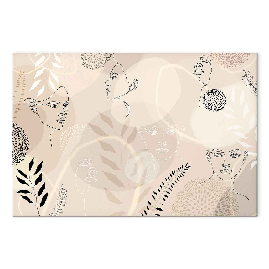 Feminine Line Art Portrait Minimalist Canvas Print