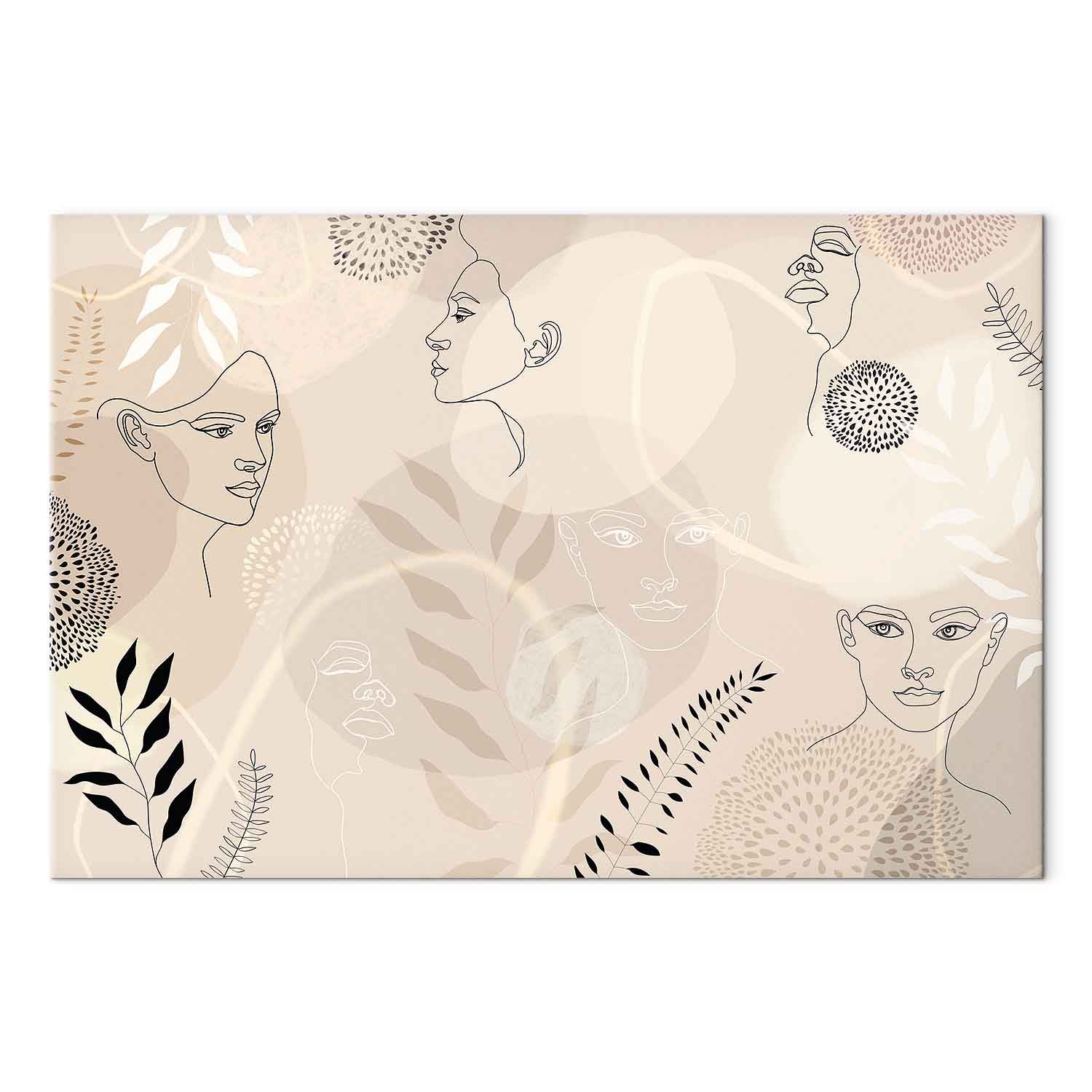 Feminine Line Art Portrait Minimalist Canvas Print