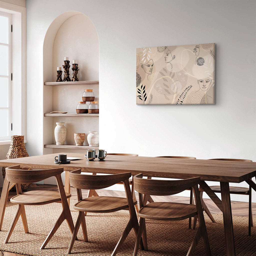 Feminine Line Art Portrait Minimalist Canvas Print