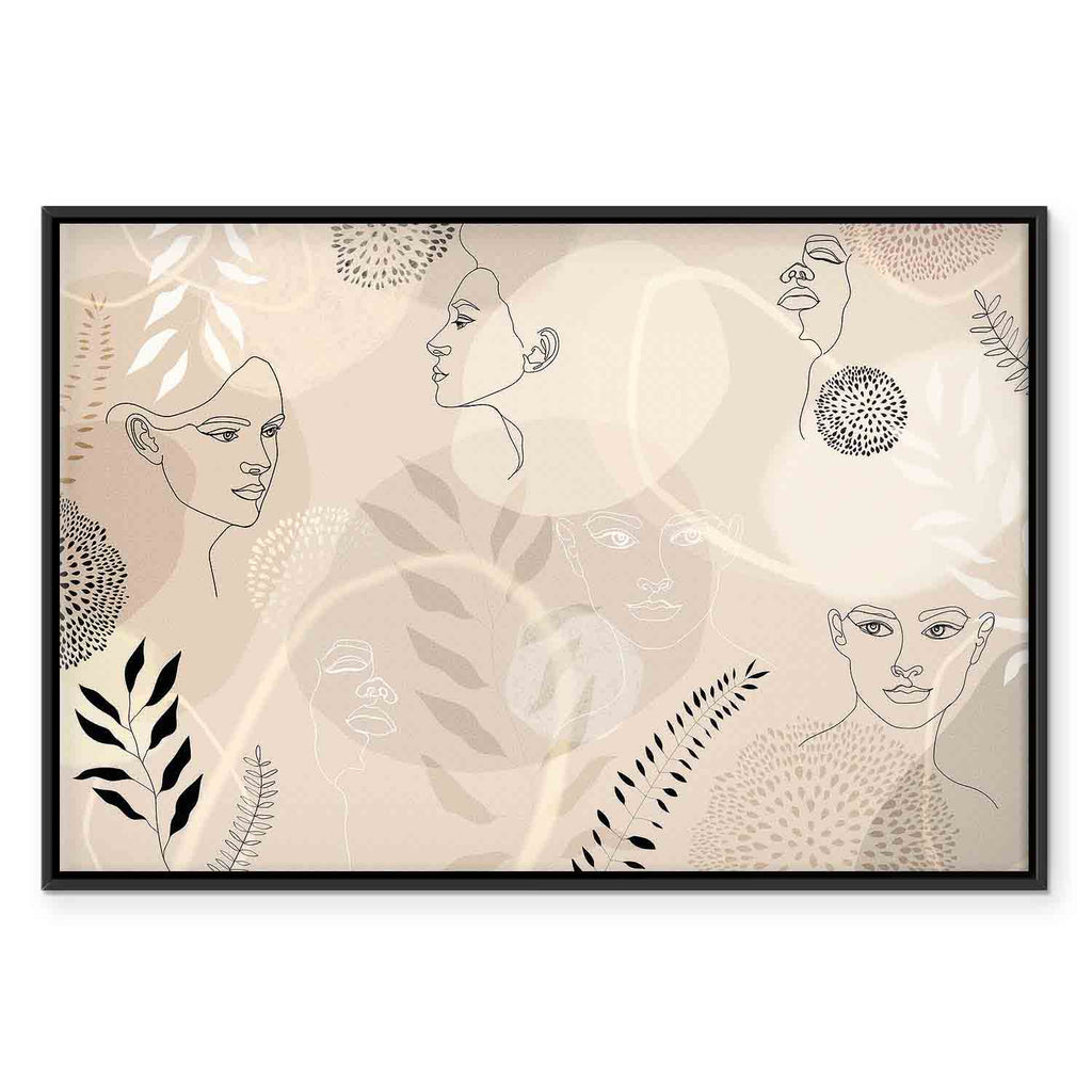 Feminine Line Art Portrait Minimalist Canvas Print