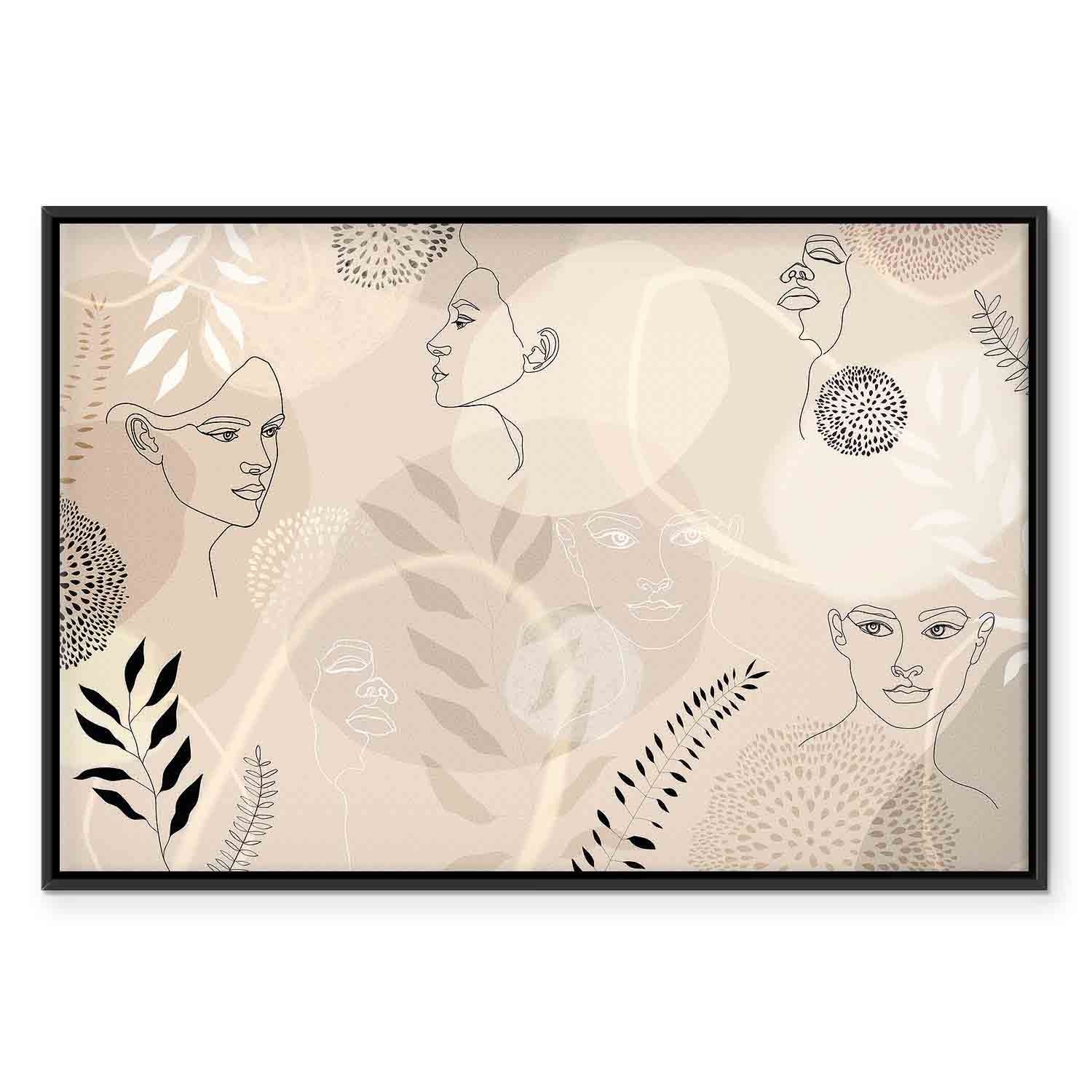 Feminine Line Art Portrait Minimalist Canvas Print