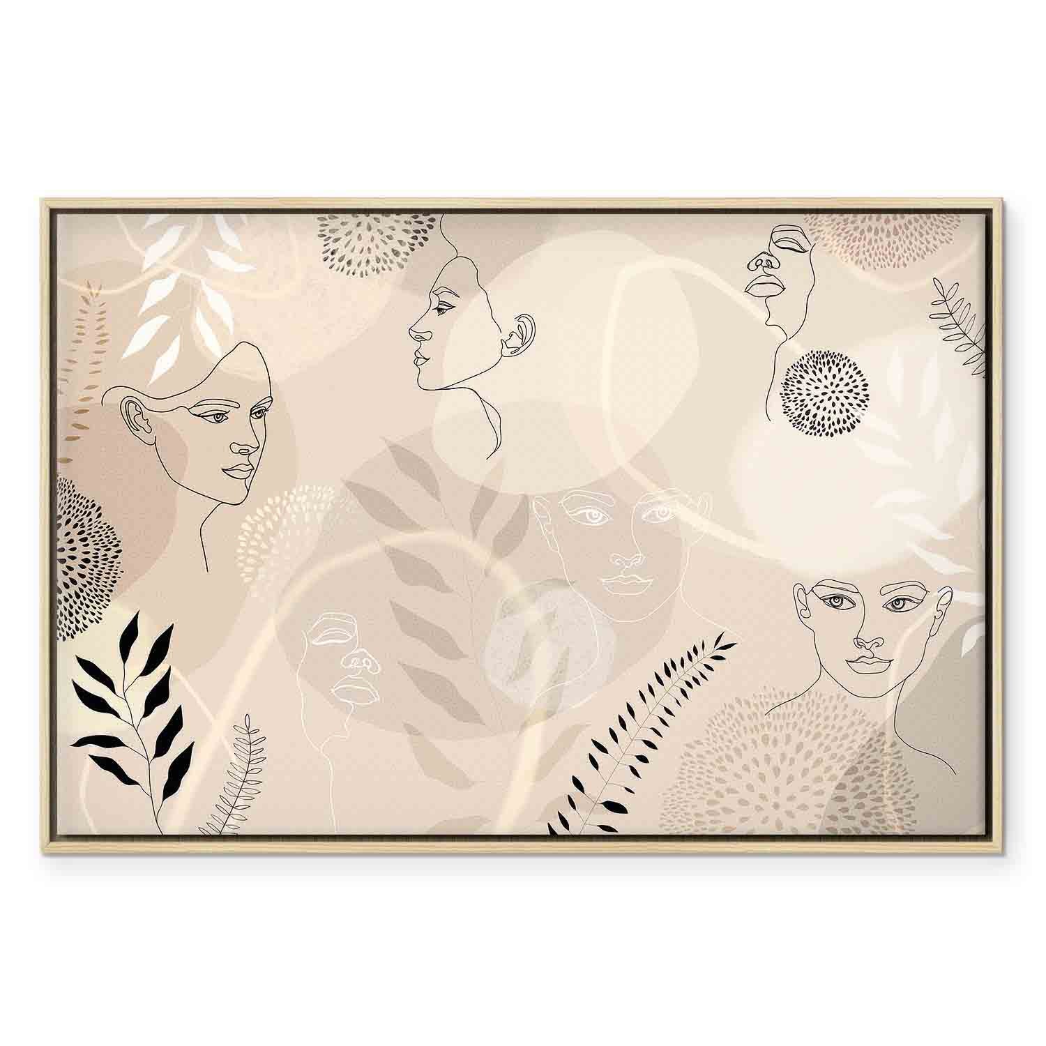 Feminine Line Art Portrait Minimalist Canvas Print