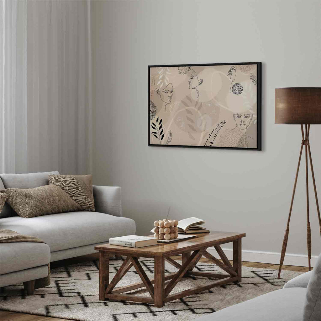 Feminine Line Art Portrait Minimalist Canvas Print
