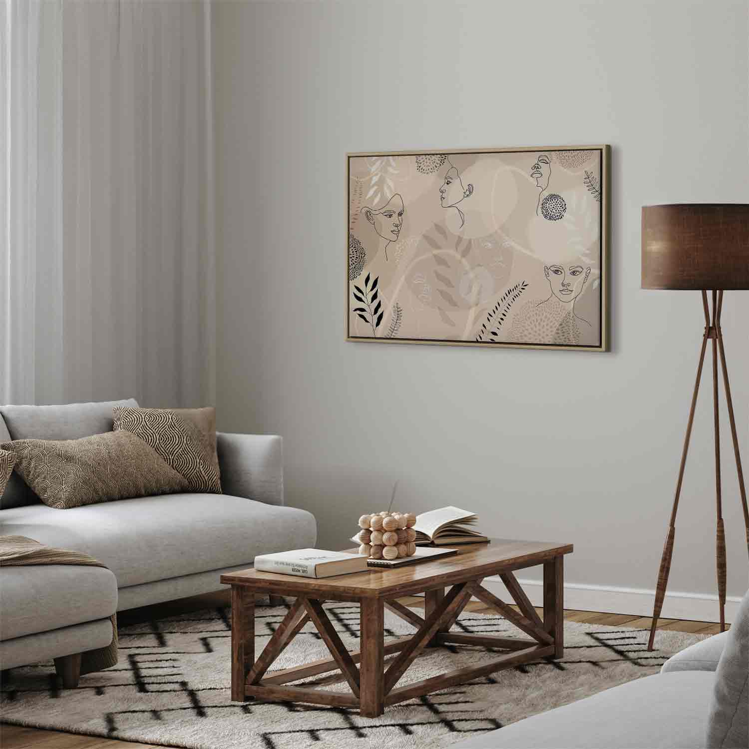 Feminine Line Art Portrait Minimalist Canvas Print