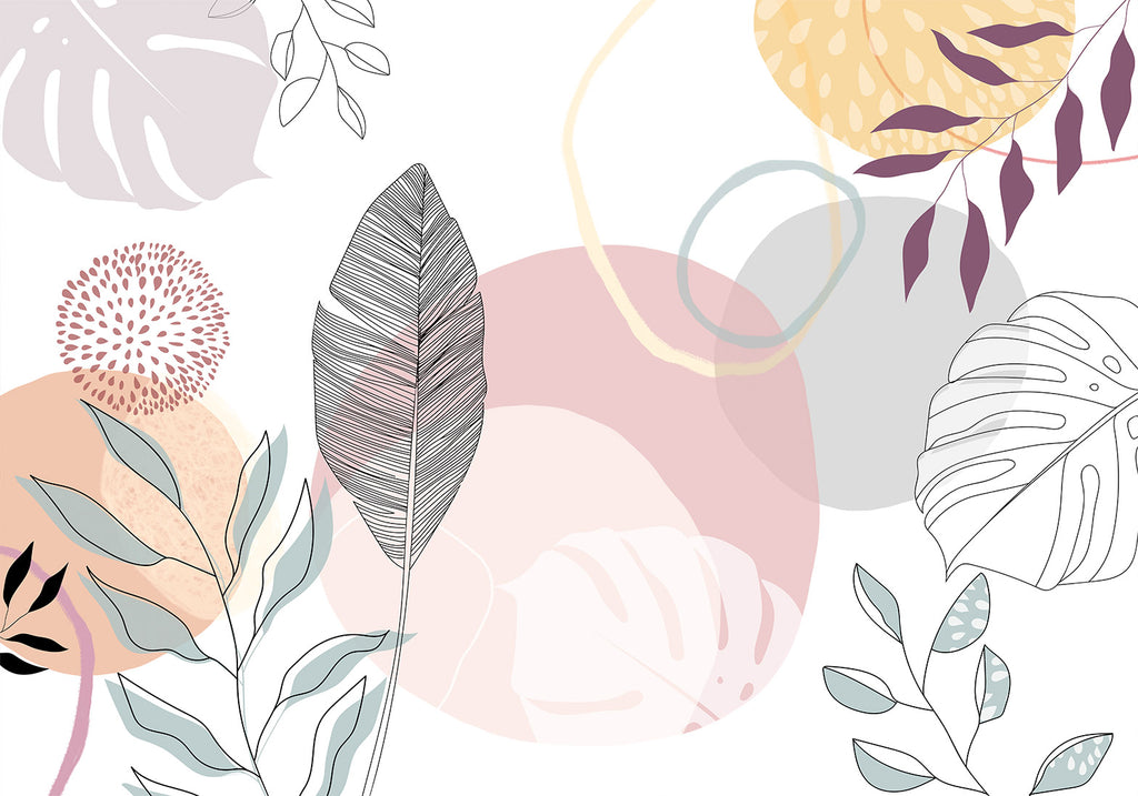 Vegetable Line Art Wall Mural for Modern Spaces