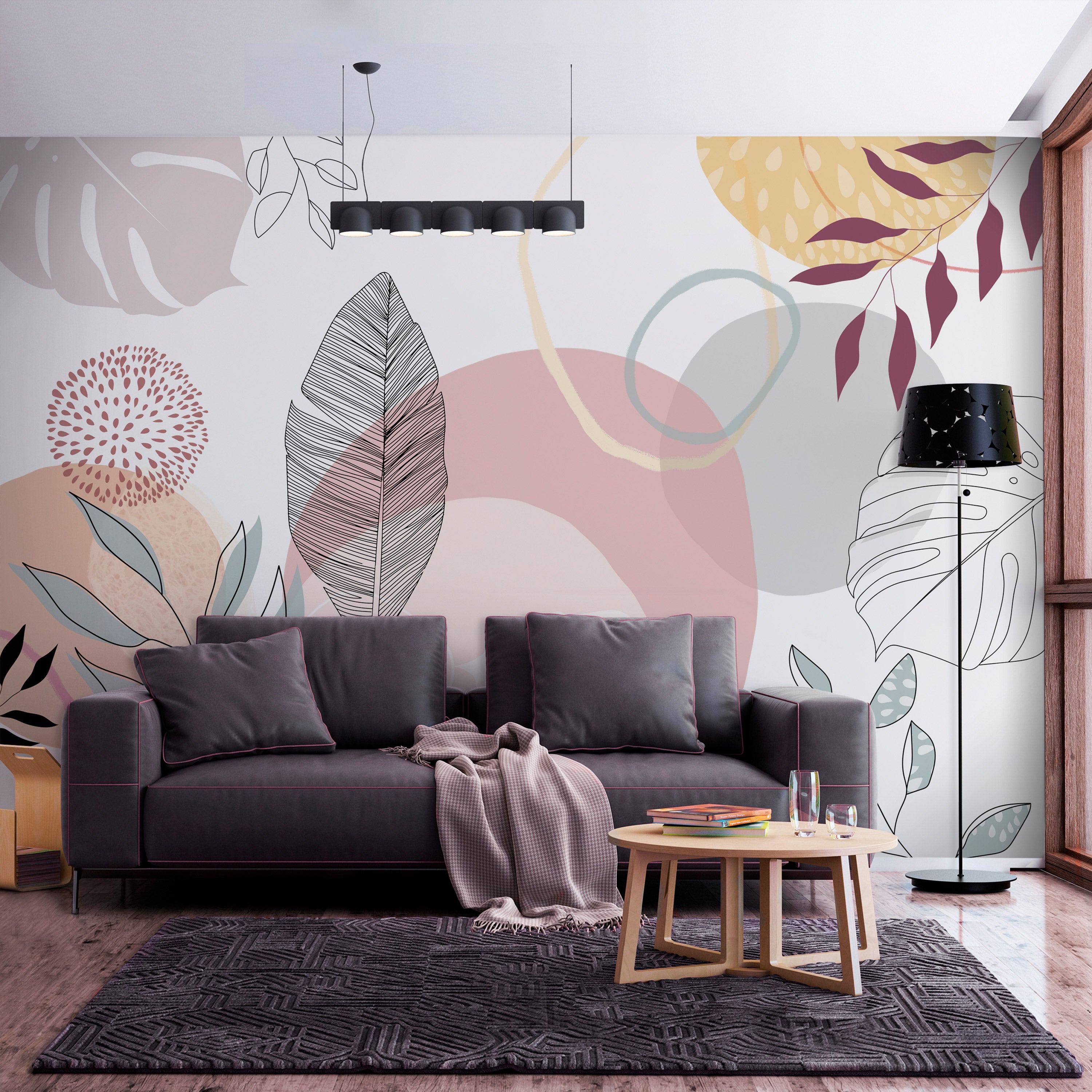 Vegetable Line Art Wall Mural for Modern Spaces