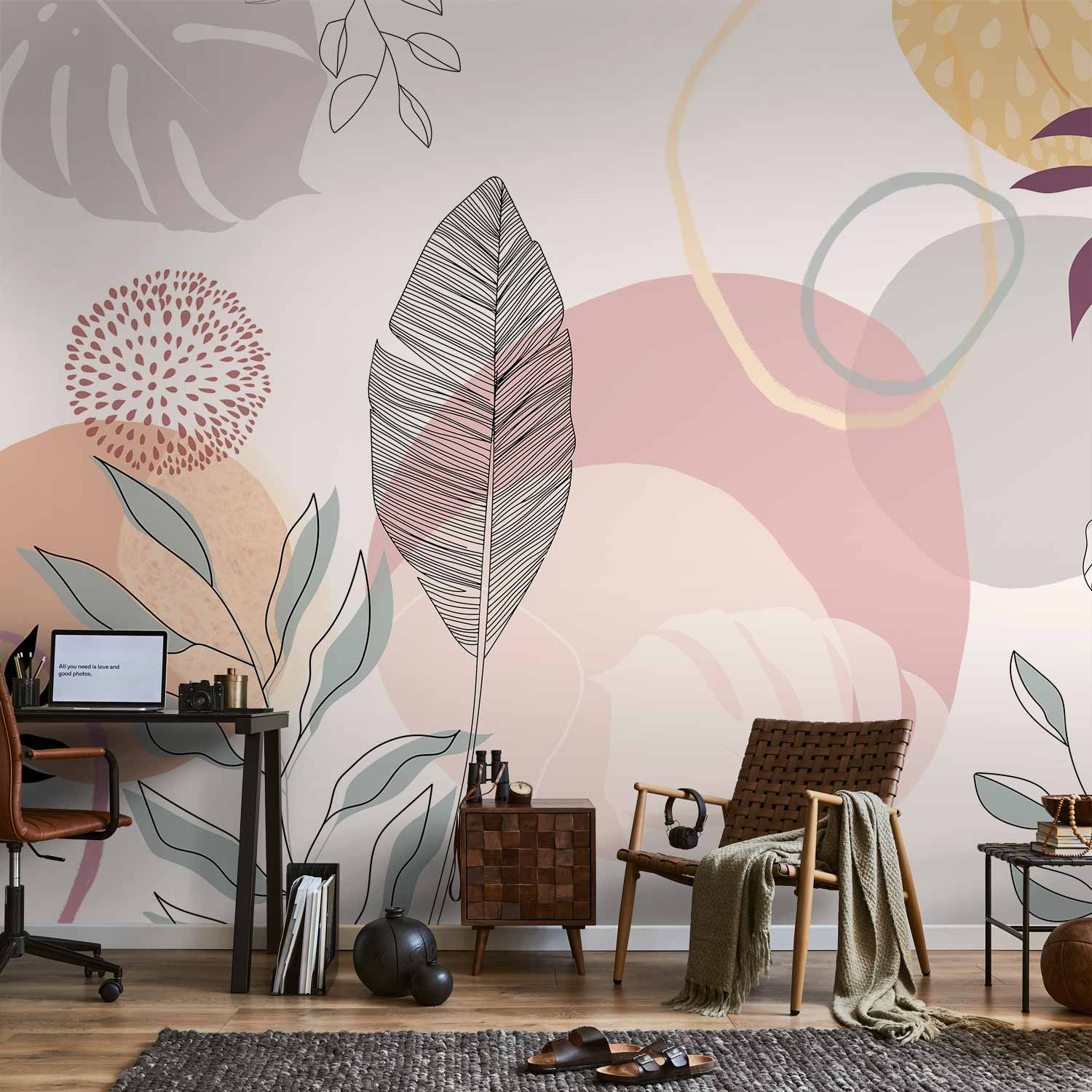 Vegetable Line Art Modern Wall Mural