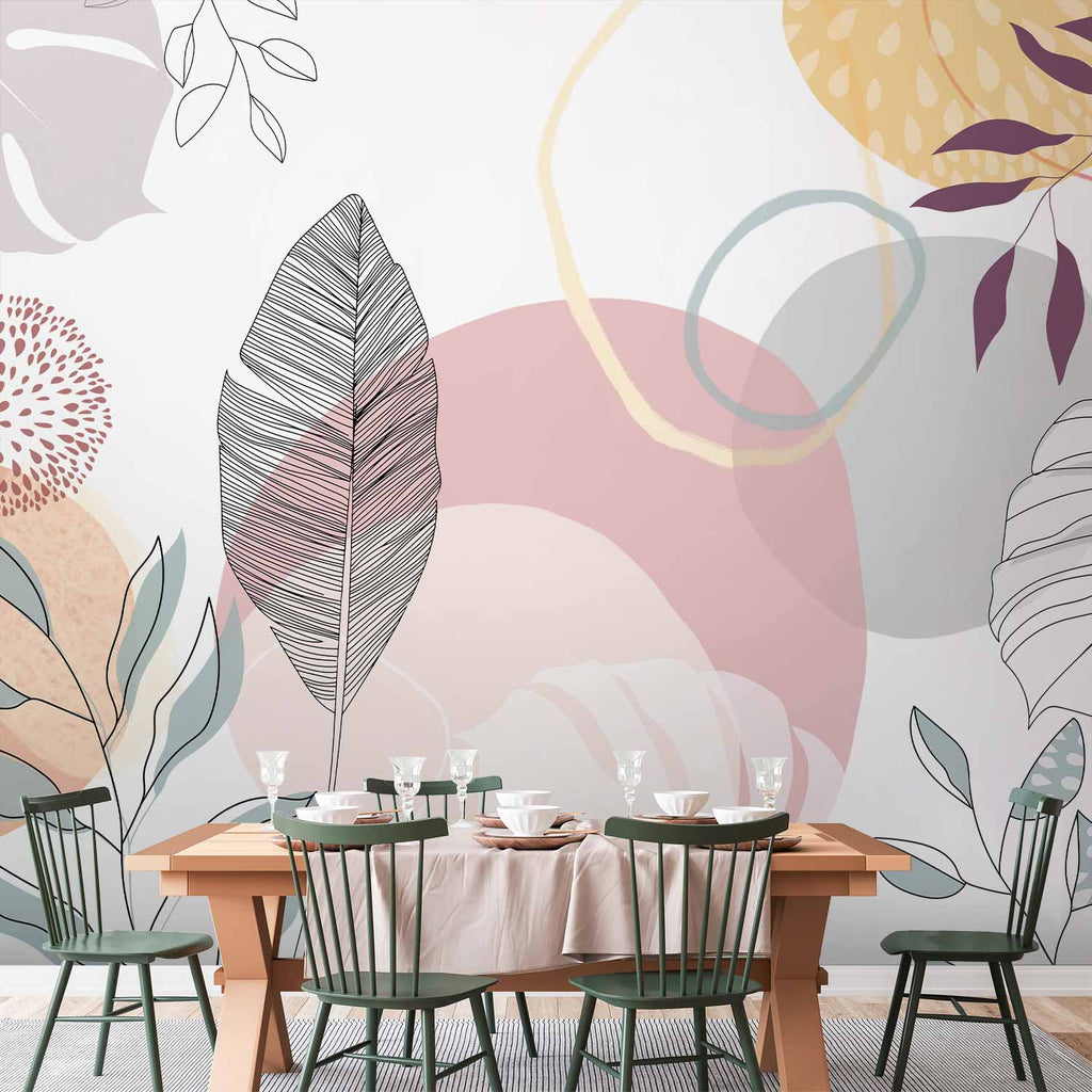 Vegetable Line Art Wall Mural for Modern Spaces
