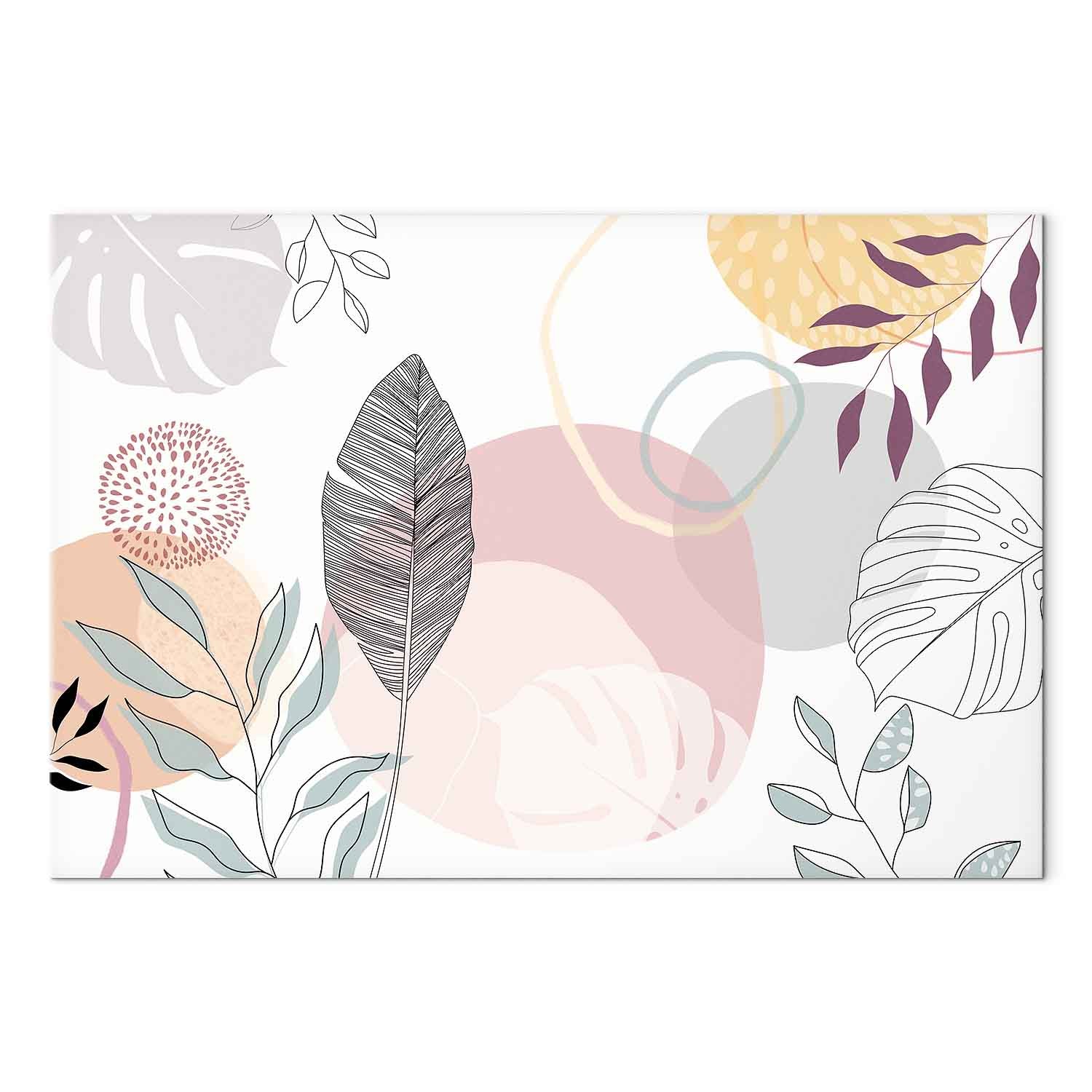 Pastel Botanical Line Art Canvas Print