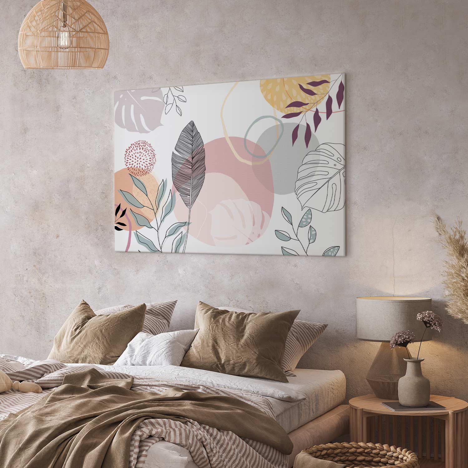 Pastel Botanical Line Art Canvas Print