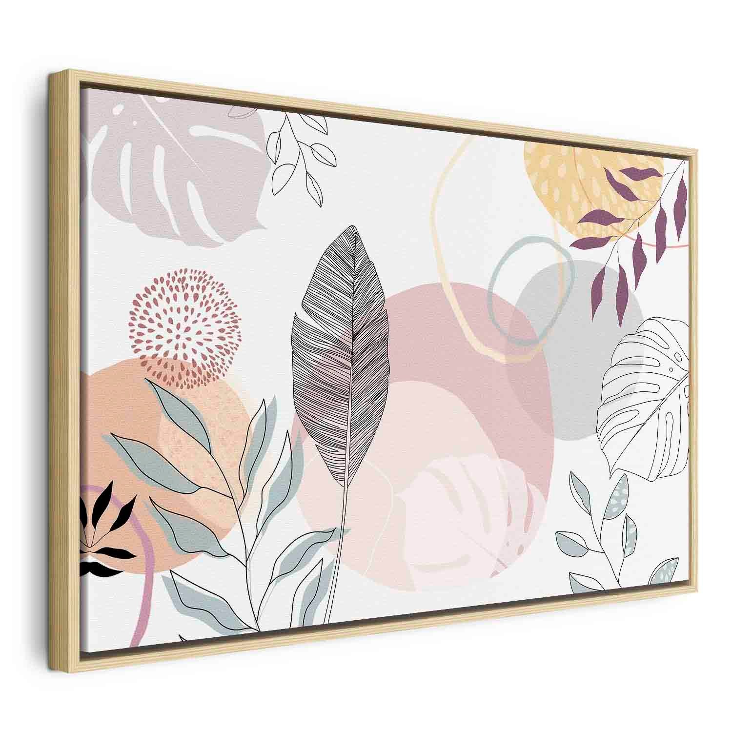 Pastel Botanical Line Art Canvas Print