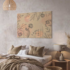 Warm Nature Leaves Line Art Canvas Print