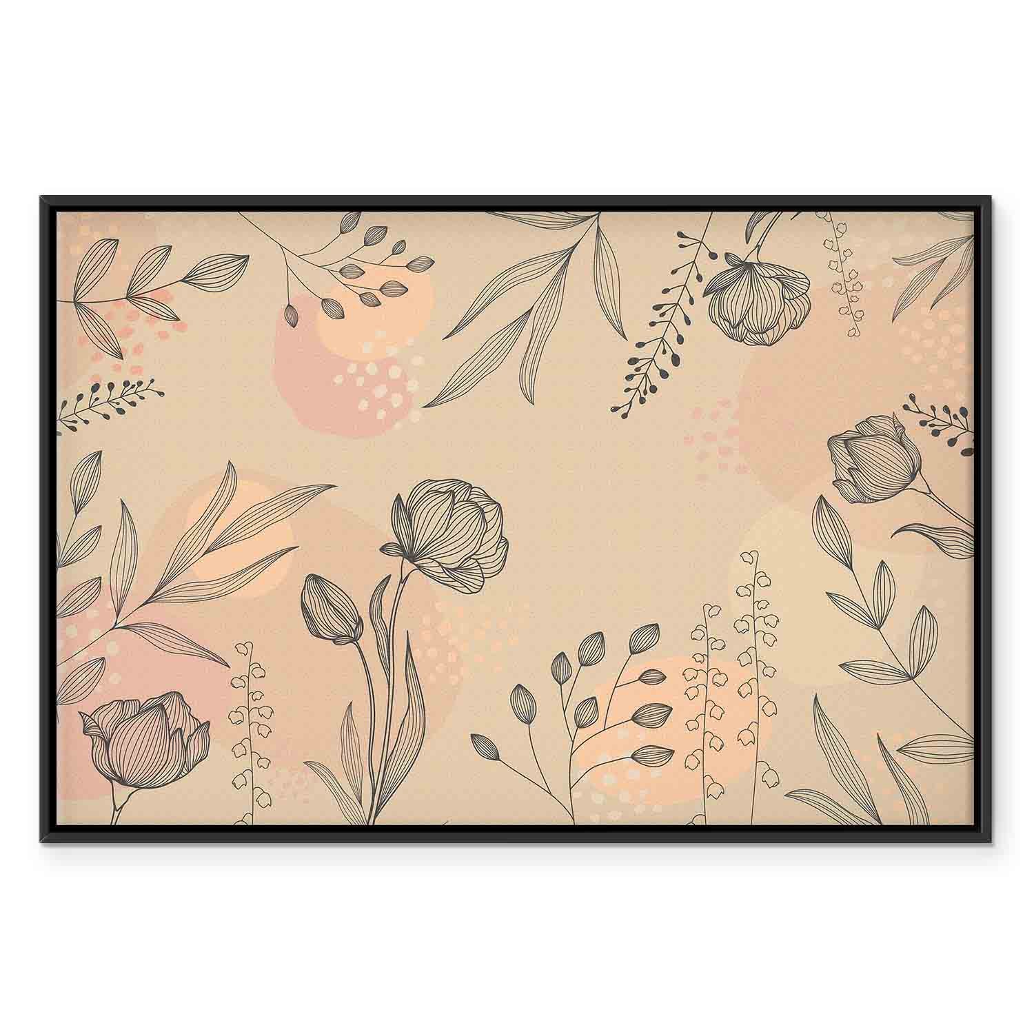 Warm Nature Leaves Line Art Canvas Print