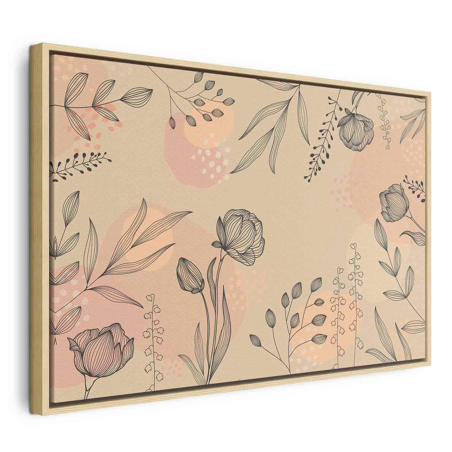 Warm Nature Leaves Line Art Canvas Print