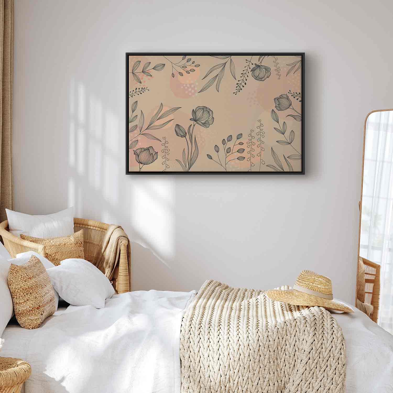 Warm Nature Leaves Line Art Canvas Print
